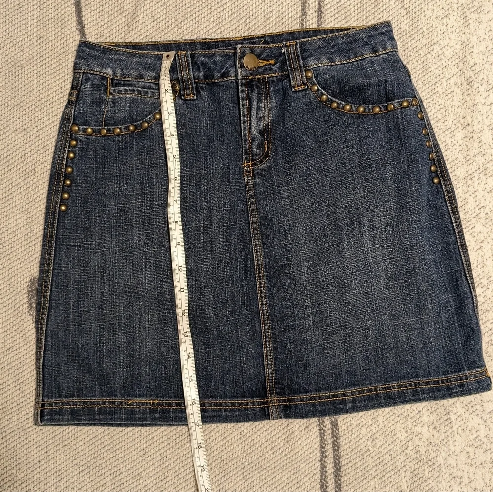 Vintage Studded Western Y2K 90s Mini Midi Denim Skirt Small size 4